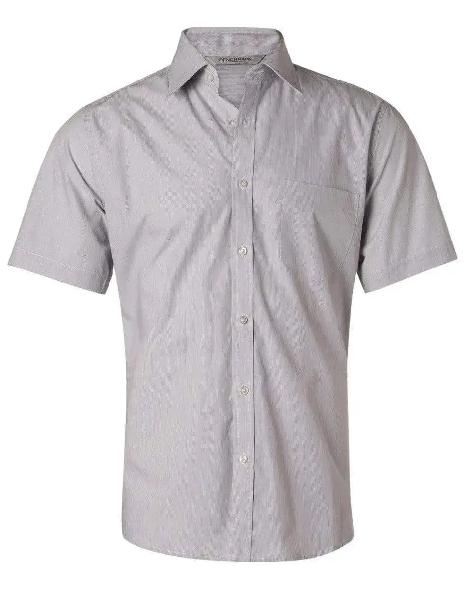 BENCHMARK Men's Fine Stripe Short Sleeve Shirt M7211 Metro Workwear.